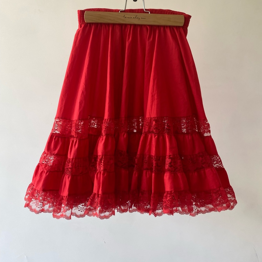 Red Lace Trim Skirt tutu style
